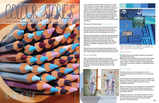 Published! Blue color stories in Moyo magazine