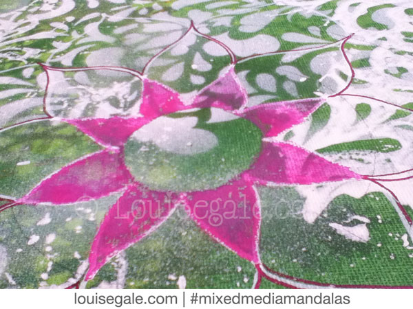 heart chakra green pink mixed media mandala