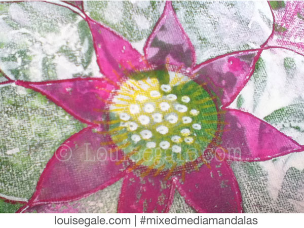 heart chakra green pink mixed media mandala