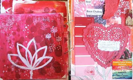 red journal pages colour energy workshop ©Louise Gale