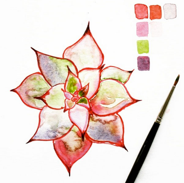 succulent watercolor painting 52 weeks of nature art