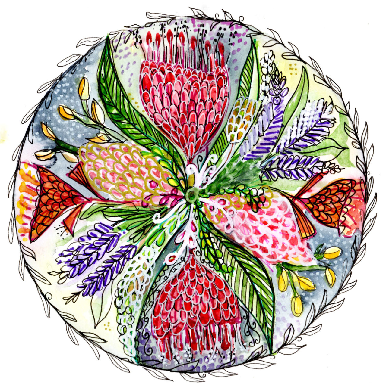 Botanical Mandalas Louise Gale Mixed Media Botanical Mandala Color Artist