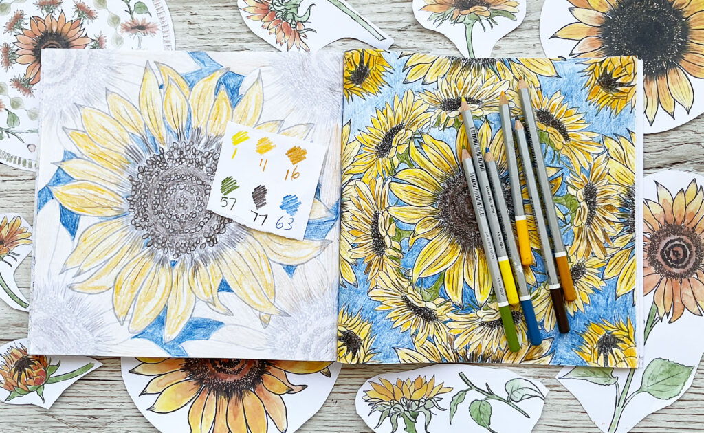 Coloring Club: Sunflower Bouquet Mandala: Watch my video and join me to color Botanical Blooms and Mandalas