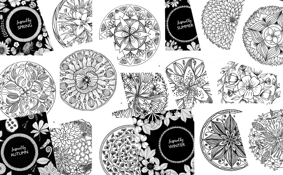 Coloring Botanical Mandalas: Bold and Beautiful Seasonal Designs for adults to color with Flowers, Leaves, Seedpods, Succulents, Blooms
